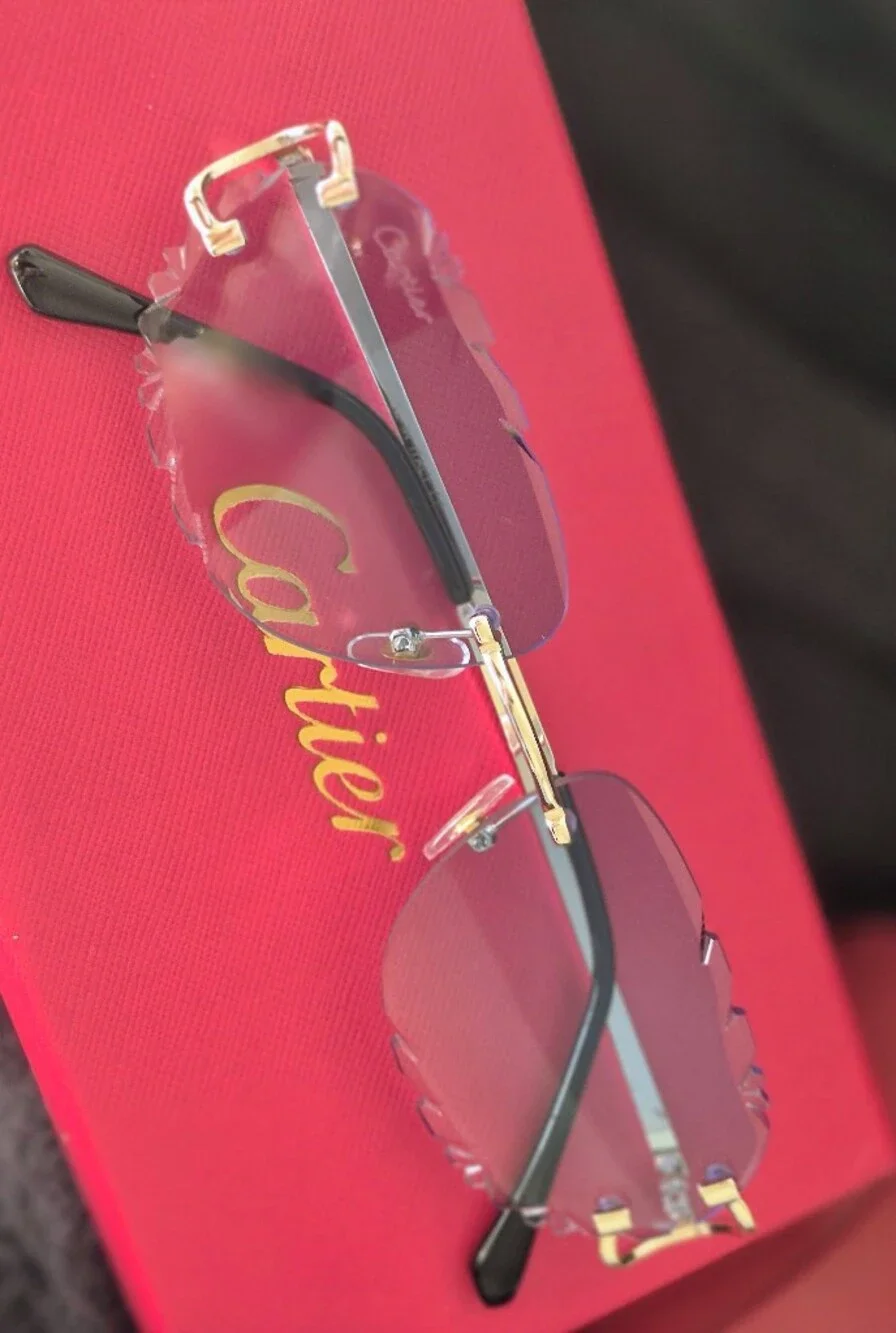 Cartier Rimless Sunglasses with Blue Gradient Lenses
